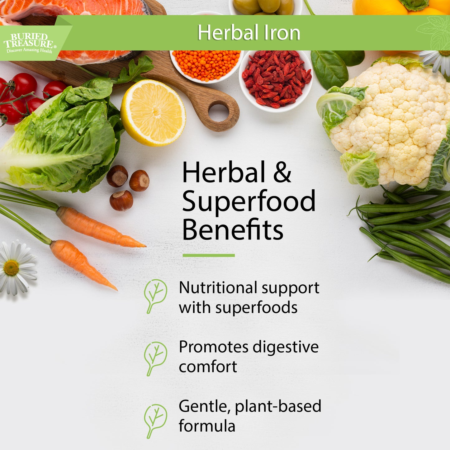 Herbal Iron - Liquid Iron Supplement with Vitamins & Herbs for Women - Supports Iron Levels, Energy - Superfood Ingredients - Vegan Iron for Men and Women - 16oz 48 Servings