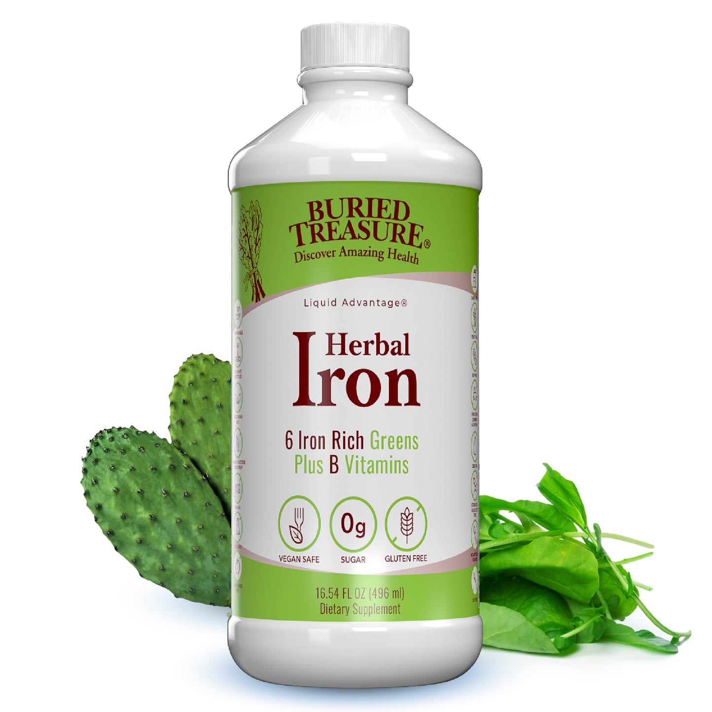Herbal Iron - Liquid Iron Supplement with Vitamins & Herbs for Women - Supports Iron Levels, Energy - Superfood Ingredients - Vegan Iron for Men and Women - 16oz 48 Servings