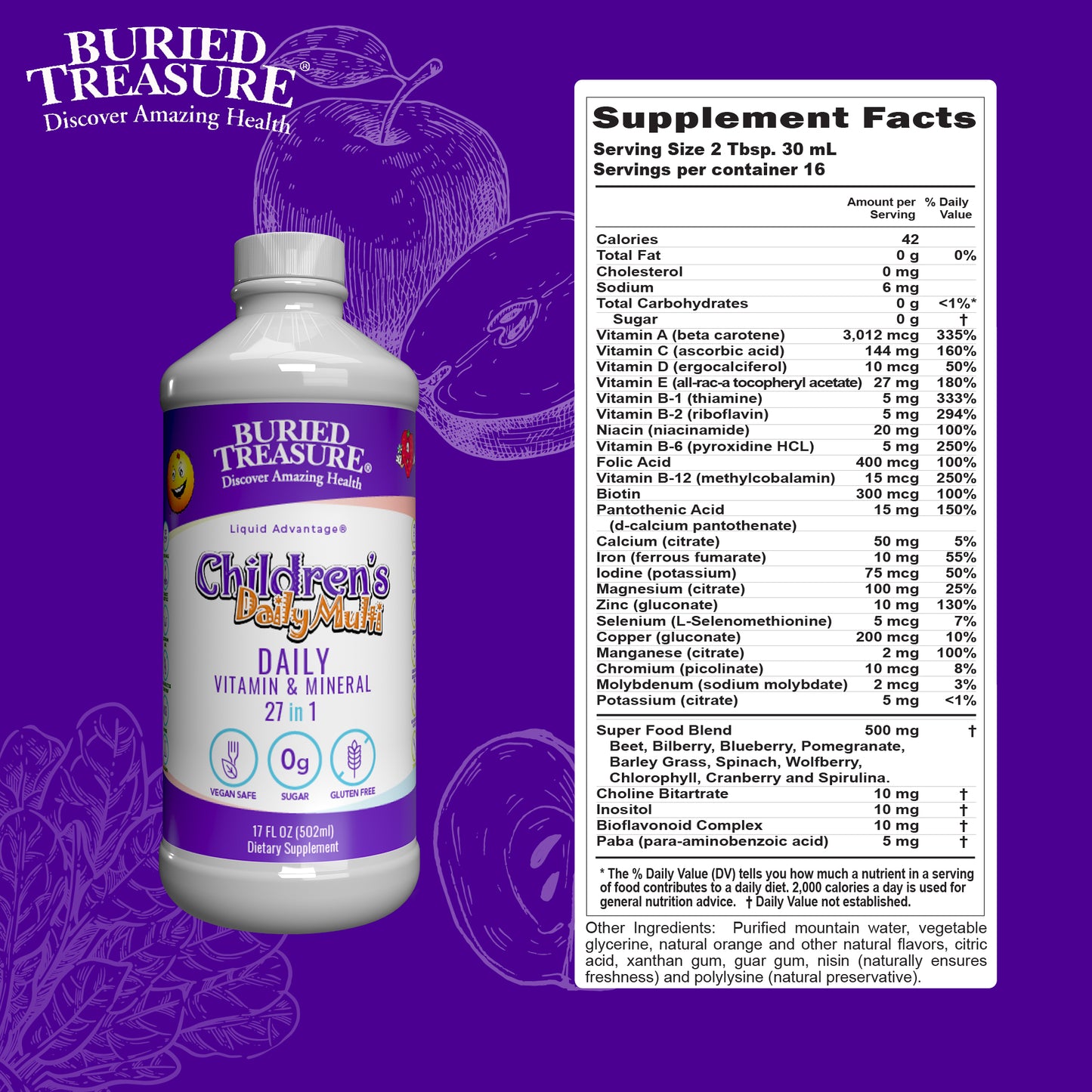 Children’s Daily Liquid Multivitamin, Essential Vitamin & Minerals, Natural Fruit Flavors, 16 fl oz